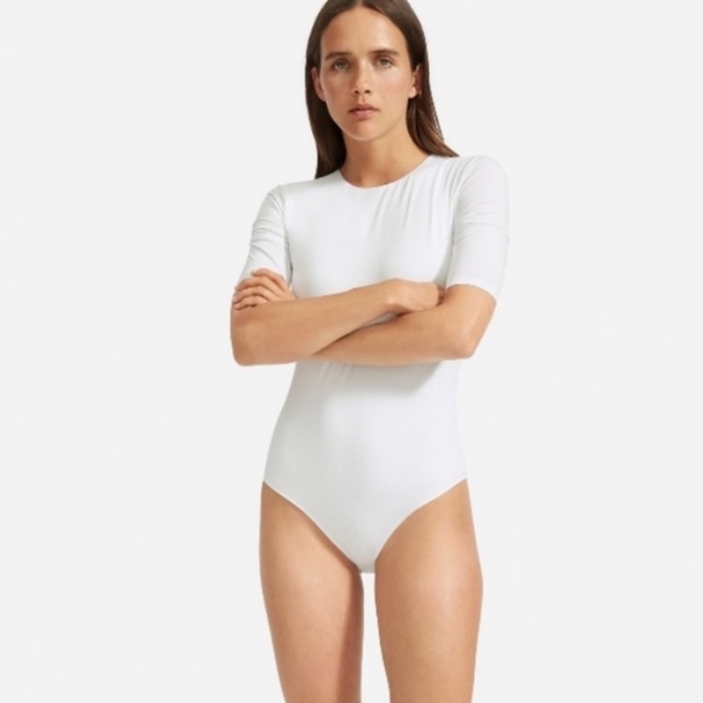 Everlane Supima Cotton Short Sleeve Crew Neck Body Suit White XS - Picture 2 of 9